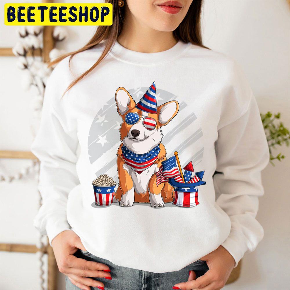 Welsh Corgi July 4th Patriotic American Flag Design Trending Unisex Sweatshirt Welsh Corgi July 4th Patriotic American Flag Design Trending Unisex Sweatshirt