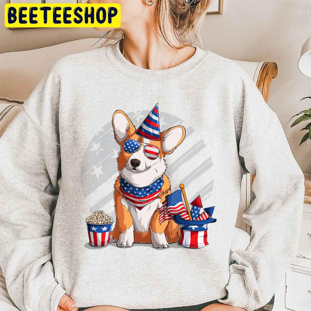 Welsh Corgi July 4th Patriotic American Flag Design Trending Unisex Sweatshirt Welsh Corgi July 4th Patriotic American Flag Design Trending Unisex Sweatshirt