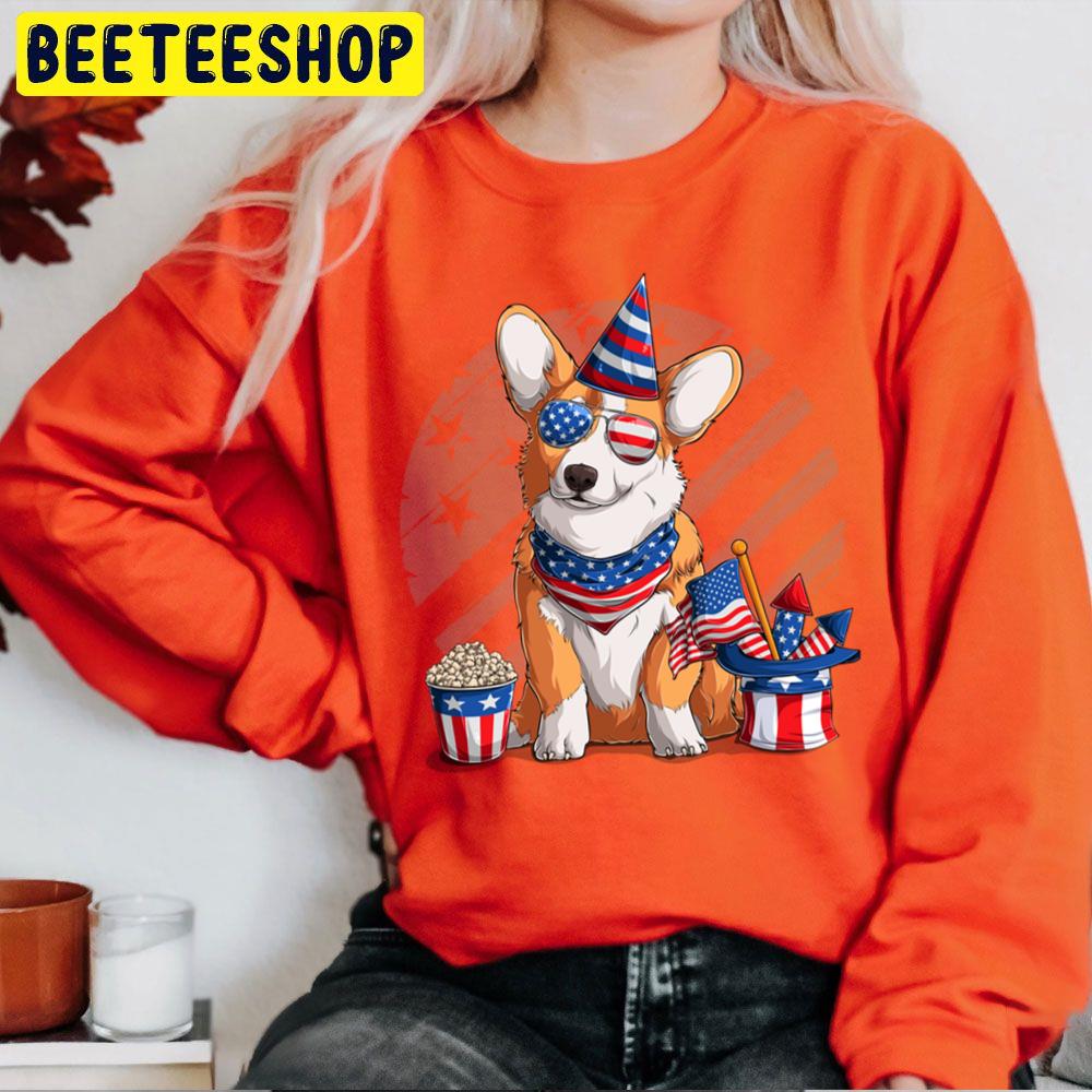 Welsh Corgi July 4th Patriotic American Flag Design Trending Unisex Sweatshirt Welsh Corgi July 4th Patriotic American Flag Design Trending Unisex Sweatshirt