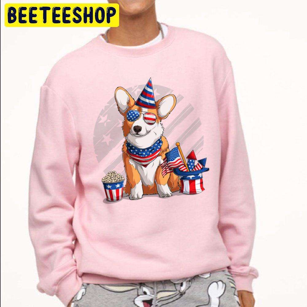Welsh Corgi July 4th Patriotic American Flag Design Trending Unisex Sweatshirt Welsh Corgi July 4th Patriotic American Flag Design Trending Unisex Sweatshirt