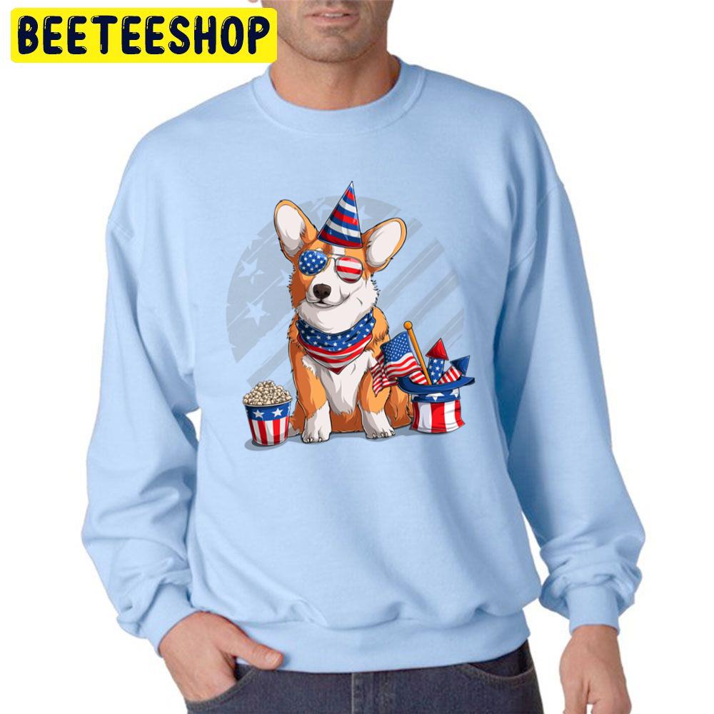 Welsh Corgi July 4th Patriotic American Flag Design Trending Unisex Sweatshirt Welsh Corgi July 4th Patriotic American Flag Design Trending Unisex Sweatshirt