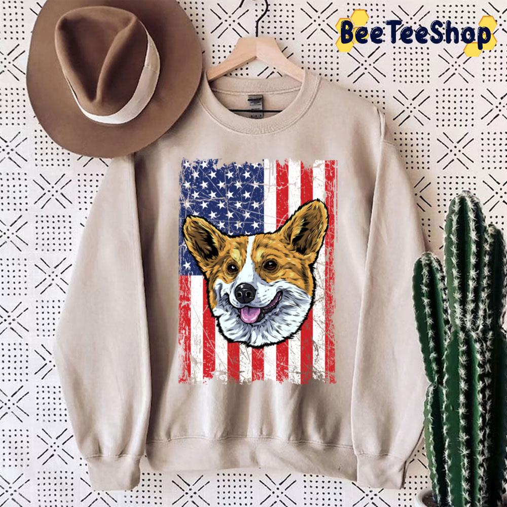 Welsh Corgi Usa Flag Design Trending Unisex Sweatshirt Welsh Corgi Usa Flag Design Trending Unisex Sweatshirt