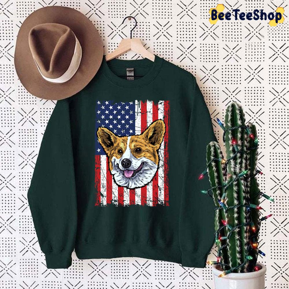 Welsh Corgi Usa Flag Design Trending Unisex Sweatshirt Welsh Corgi Usa Flag Design Trending Unisex Sweatshirt