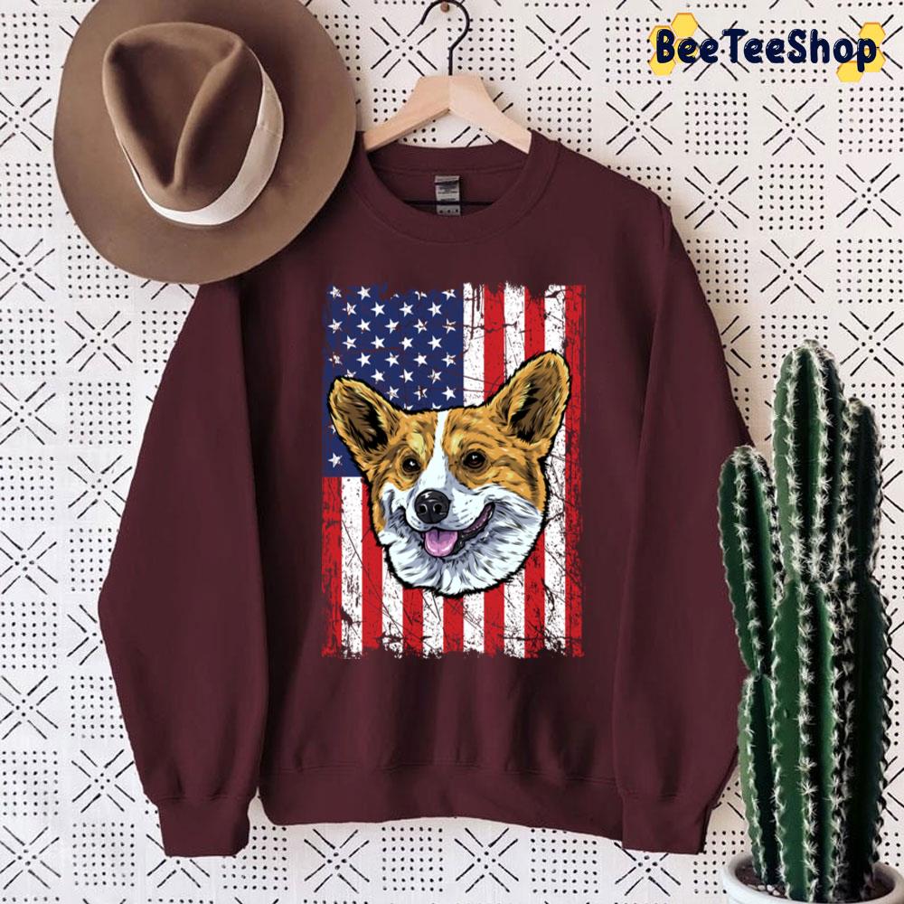 Welsh Corgi Usa Flag Design Trending Unisex Sweatshirt Welsh Corgi Usa Flag Design Trending Unisex Sweatshirt