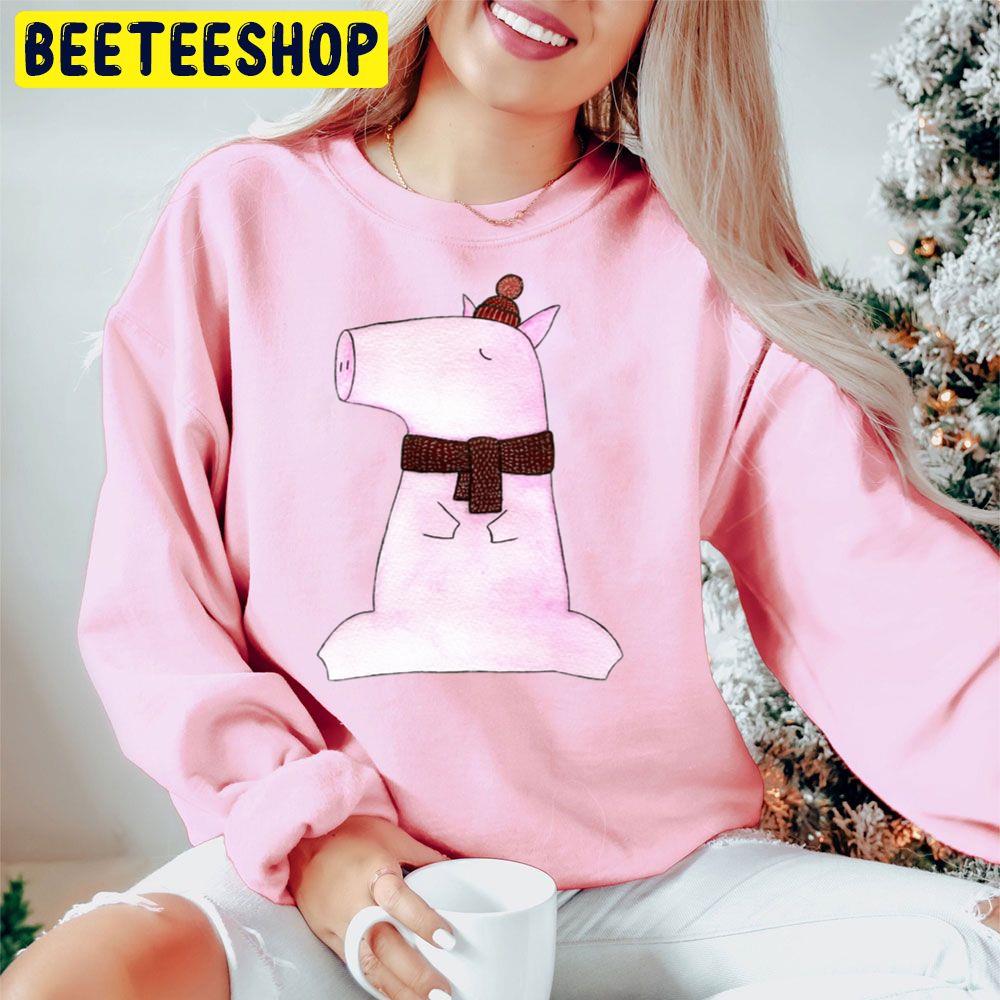 Winter Little Pig Watercolor Art Graphic Trending Unisex Hoodie Winter Little Pig Watercolor Art Graphic Trending Unisex Hoodie