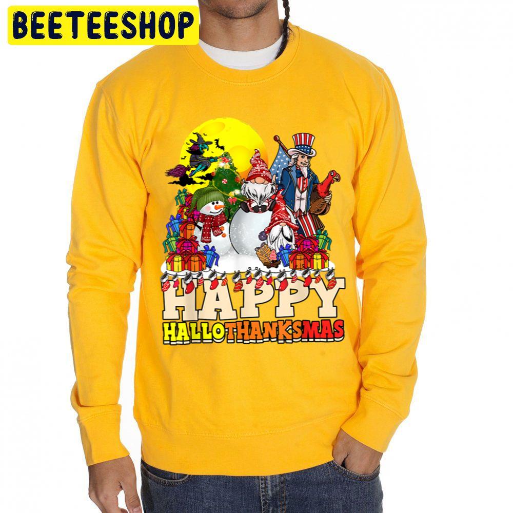 Witch Snow An And Ganomes Happy Hallothanksmas Trending Unisex Sweatshirt Witch Snow An And Ganomes Happy Hallothanksmas Trending Unisex Sweatshirt