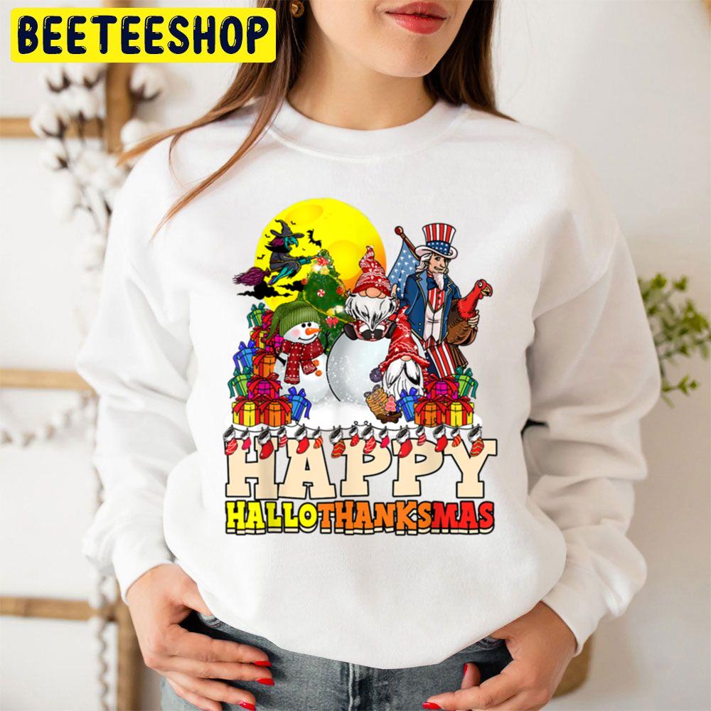 Witch Snow An And Ganomes Happy Hallothanksmas Trending Unisex Sweatshirt Witch Snow An And Ganomes Happy Hallothanksmas Trending Unisex Sweatshirt