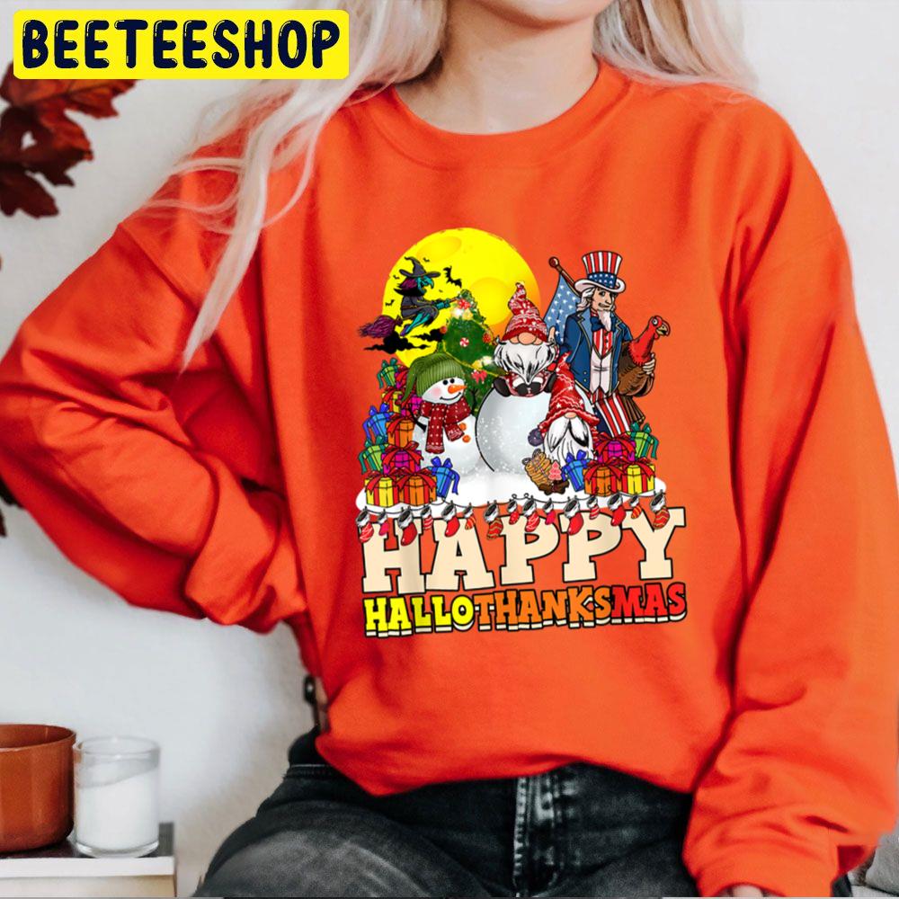 Witch Snow An And Ganomes Happy Hallothanksmas Trending Unisex Sweatshirt Witch Snow An And Ganomes Happy Hallothanksmas Trending Unisex Sweatshirt