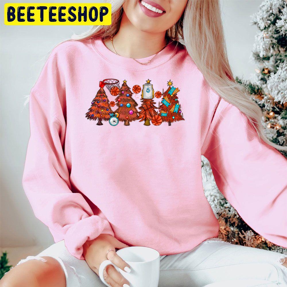 Basketball Christmas Trees Trending Unisex Hoodie Basketball Christmas Trees Trending Unisex Hoodie