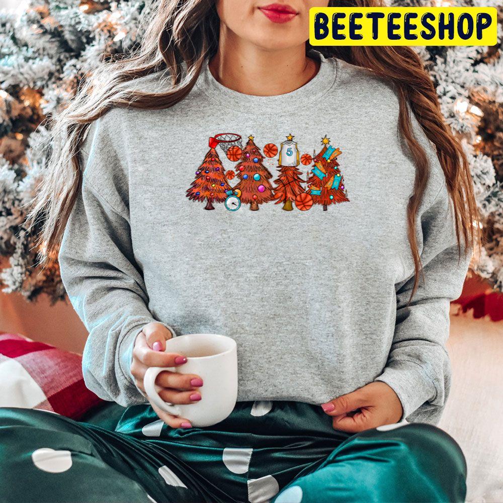 Basketball Christmas Trees Trending Unisex Hoodie Basketball Christmas Trees Trending Unisex Hoodie