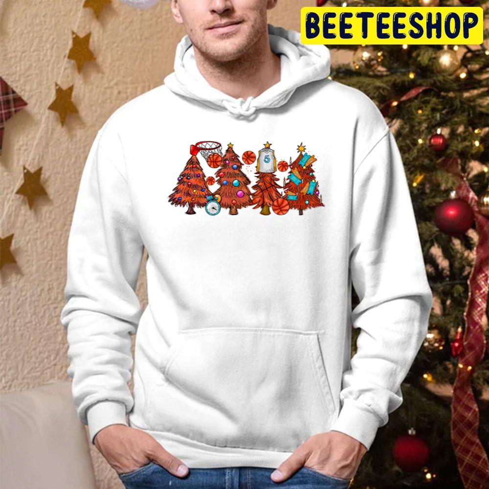 Basketball Christmas Trees Trending Unisex Hoodie Basketball Christmas Trees Trending Unisex Hoodie