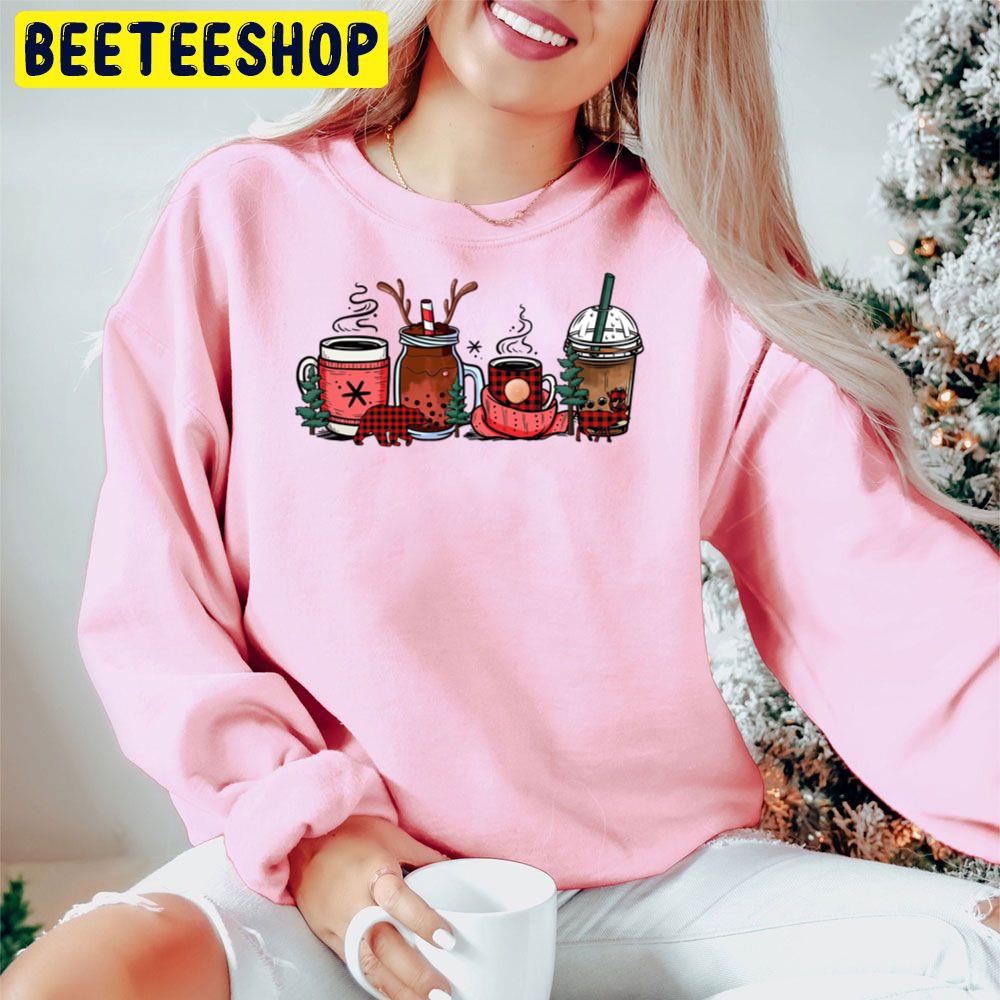 Bear And Coffee Christmas Tree Trending Unisex Hoodie Bear And Coffee Christmas Tree Trending Unisex Hoodie