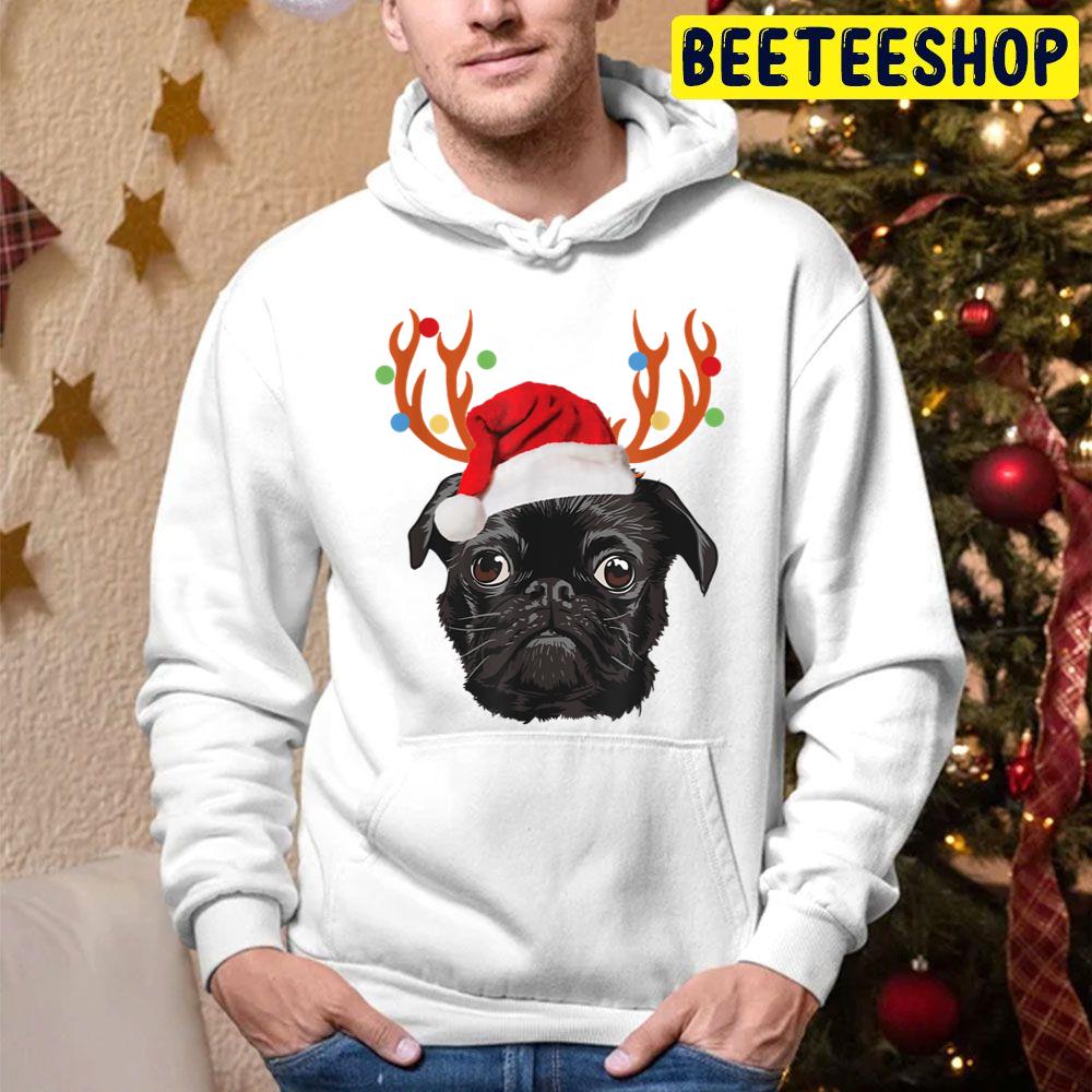 Black Pug Santa Christmas Reindeer Christmas Lights Pajama Trending Unisex Hoodie Black Pug Santa Christmas Reindeer Christmas Lights Pajama Trending Unisex Hoodie
