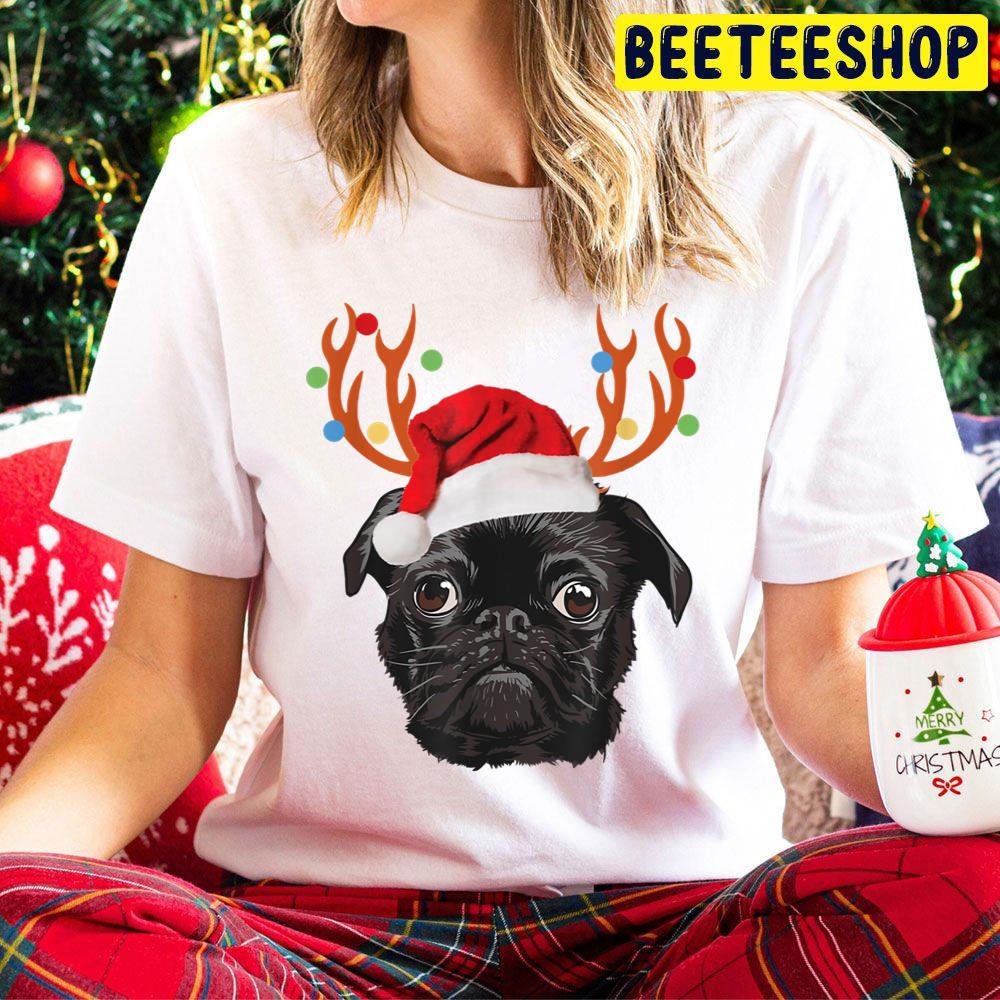 Black Pug Santa Christmas Reindeer Christmas Lights Pajama Trending Unisex Hoodie Black Pug Santa Christmas Reindeer Christmas Lights Pajama Trending Unisex Hoodie
