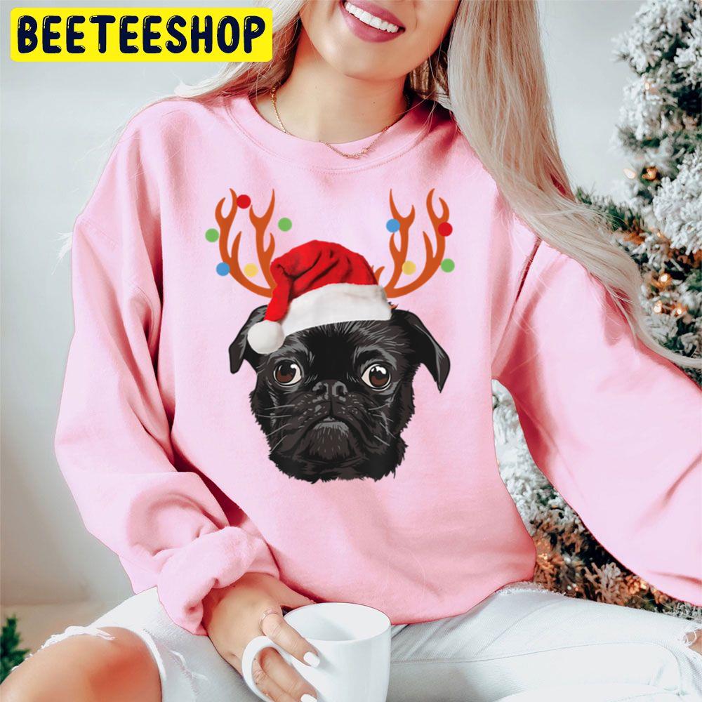Black Pug Santa Christmas Reindeer Christmas Lights Pajama Trending Unisex Hoodie Black Pug Santa Christmas Reindeer Christmas Lights Pajama Trending Unisex Hoodie
