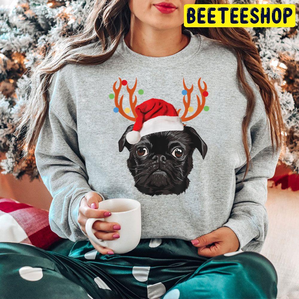 Black Pug Santa Christmas Reindeer Christmas Lights Pajama Trending Unisex Hoodie Black Pug Santa Christmas Reindeer Christmas Lights Pajama Trending Unisex Hoodie