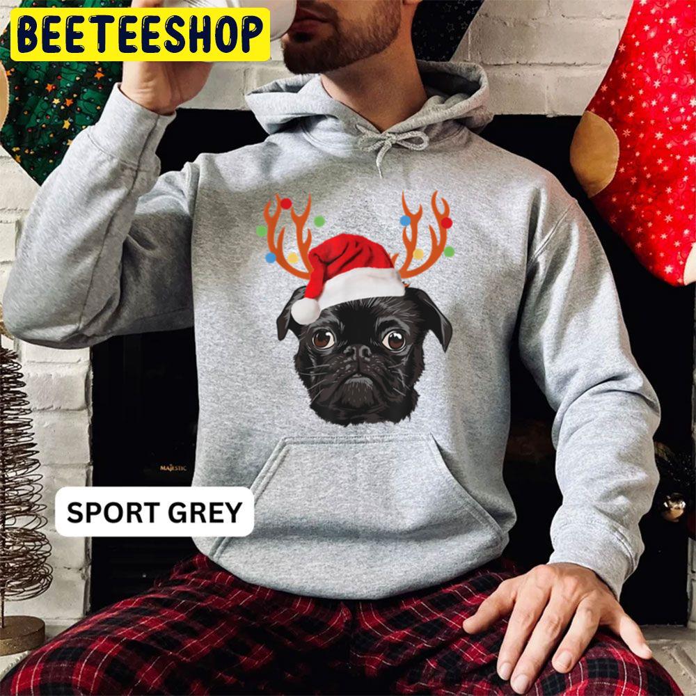 Black Pug Santa Christmas Reindeer Christmas Lights Pajama Trending Unisex Hoodie Black Pug Santa Christmas Reindeer Christmas Lights Pajama Trending Unisex Hoodie