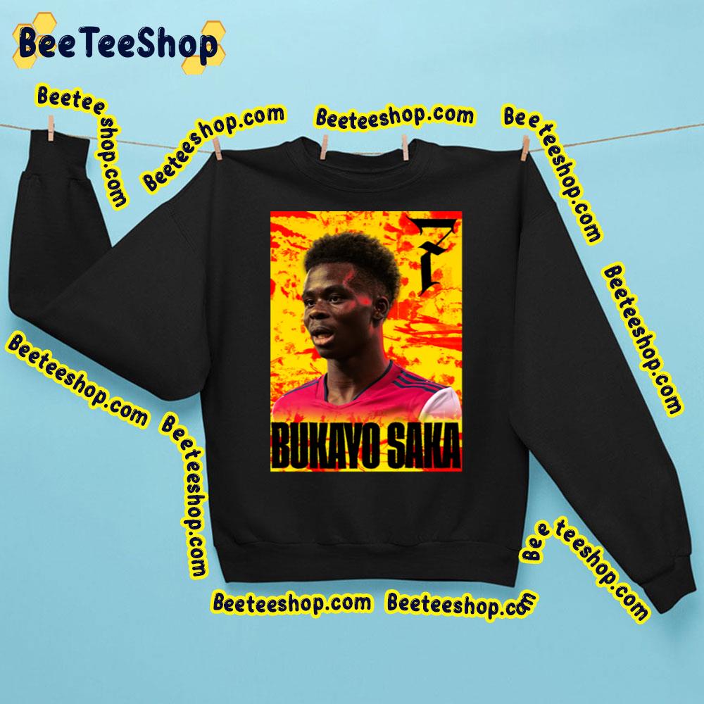 Bukayo Saka Number 7 Red And Yellow Artwork Trending Unisex Sweatshirt Bukayo Saka Number 7 Red And Yellow Artwork Trending Unisex Sweatshirt