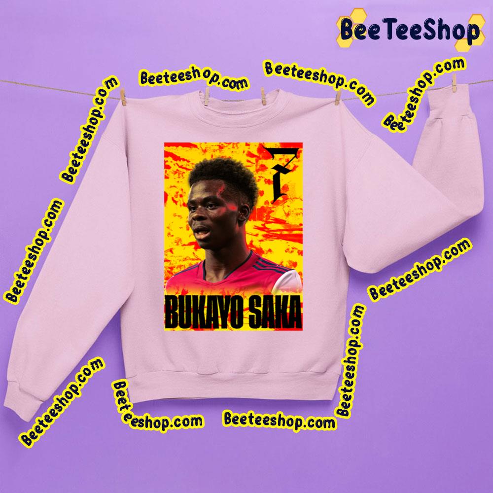 Bukayo Saka Number 7 Red And Yellow Artwork Trending Unisex Sweatshirt Bukayo Saka Number 7 Red And Yellow Artwork Trending Unisex Sweatshirt