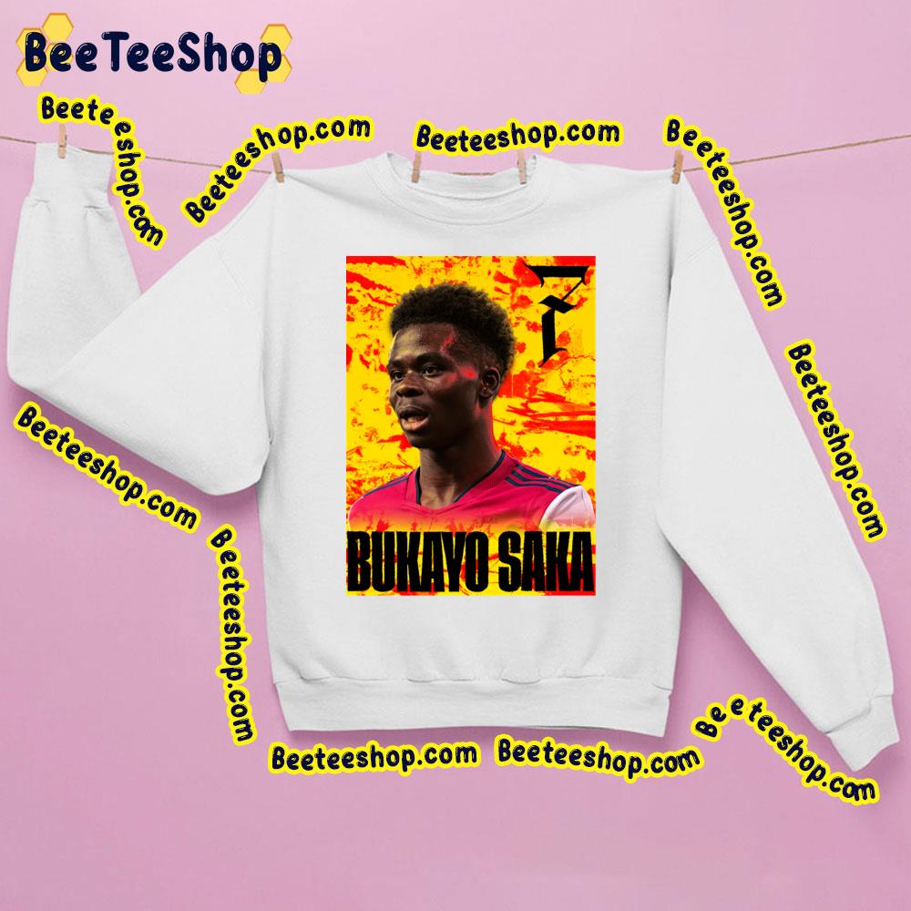 Bukayo Saka Number 7 Red And Yellow Artwork Trending Unisex Sweatshirt Bukayo Saka Number 7 Red And Yellow Artwork Trending Unisex Sweatshirt
