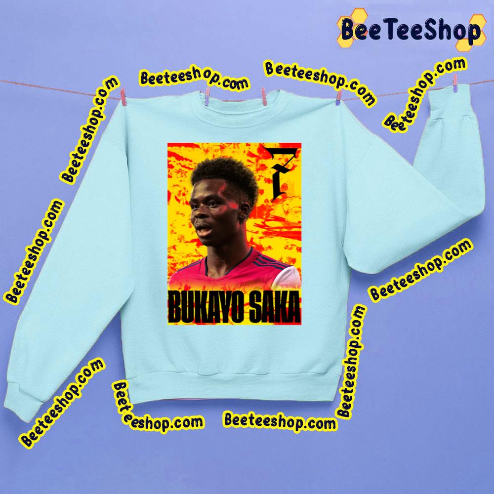 Bukayo Saka Number 7 Red And Yellow Artwork Trending Unisex Sweatshirt Bukayo Saka Number 7 Red And Yellow Artwork Trending Unisex Sweatshirt