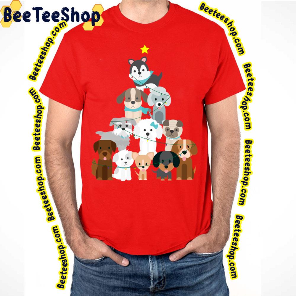Chibi Christmas Tree Dogs Funny Art Trending Unisex T-Shirt Chibi Christmas Tree Dogs Funny Art Trending Unisex T-Shirt