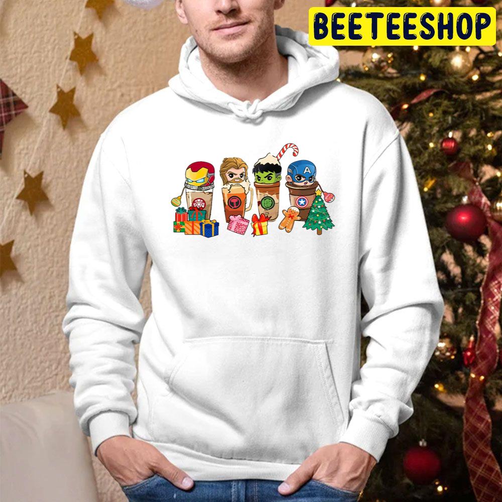 Christmas Avengers Superhero Coffee Latte Iron Man Thor Hulk Captain America Trending Unisex Hoodie Christmas Avengers Superhero Coffee Latte Iron Man Thor Hulk Captain America Trending Unisex Hoodie