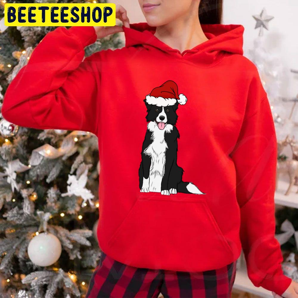 Christmas Border Collie With Santa Hat Christmas Trending Unisex Hoodie Christmas Border Collie With Santa Hat Christmas Trending Unisex Hoodie