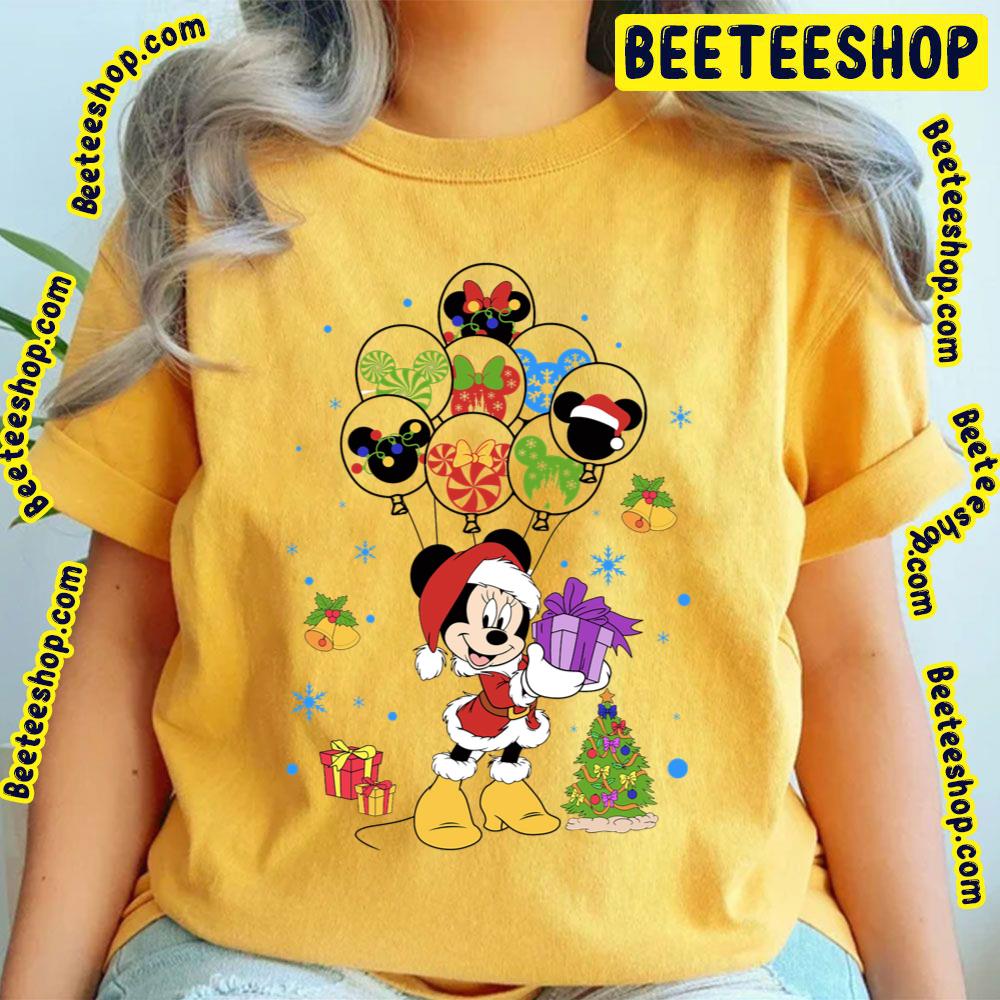 Christmas Cute Minnie Mouse With Balloons Trending Unisex T-Shirt Christmas Cute Minnie Mouse With Balloons Trending Unisex T-Shirt