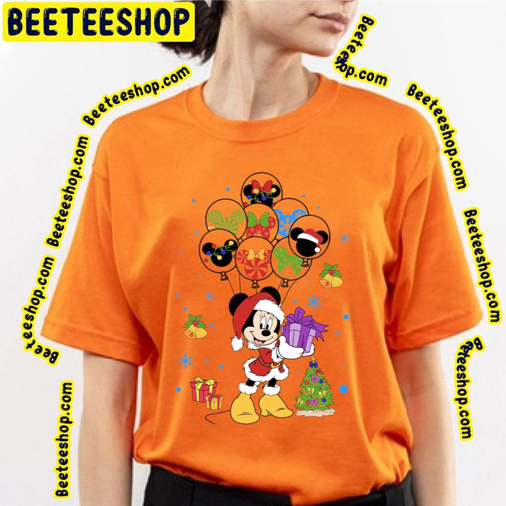 Christmas Cute Minnie Mouse With Balloons Trending Unisex T-Shirt Christmas Cute Minnie Mouse With Balloons Trending Unisex T-Shirt