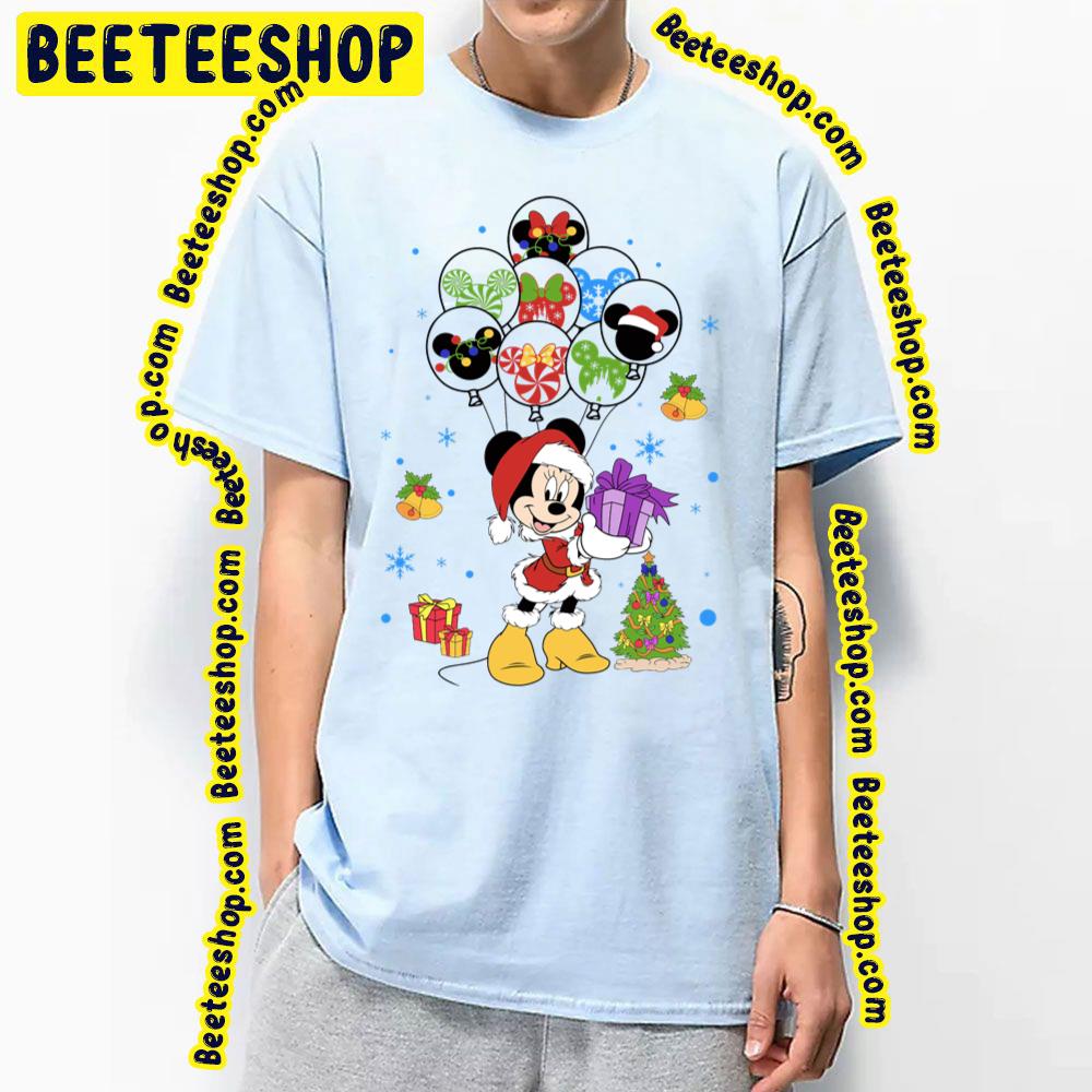 Christmas Cute Minnie Mouse With Balloons Trending Unisex T-Shirt Christmas Cute Minnie Mouse With Balloons Trending Unisex T-Shirt