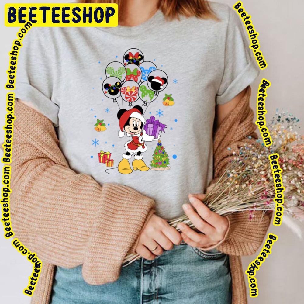Christmas Cute Minnie Mouse With Balloons Trending Unisex T-Shirt Christmas Cute Minnie Mouse With Balloons Trending Unisex T-Shirt