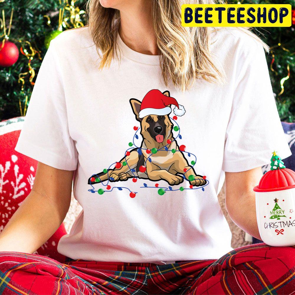 Christmas Lights German Shepherd Dog With Santa Trending Unisex Hoodie Christmas Lights German Shepherd Dog With Santa Trending Unisex Hoodie