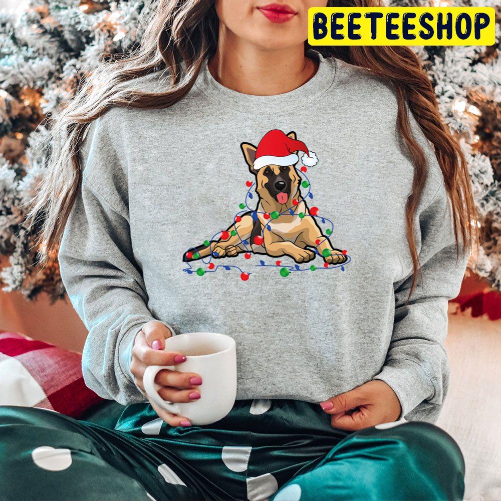 Christmas Lights German Shepherd Dog With Santa Trending Unisex Hoodie Christmas Lights German Shepherd Dog With Santa Trending Unisex Hoodie