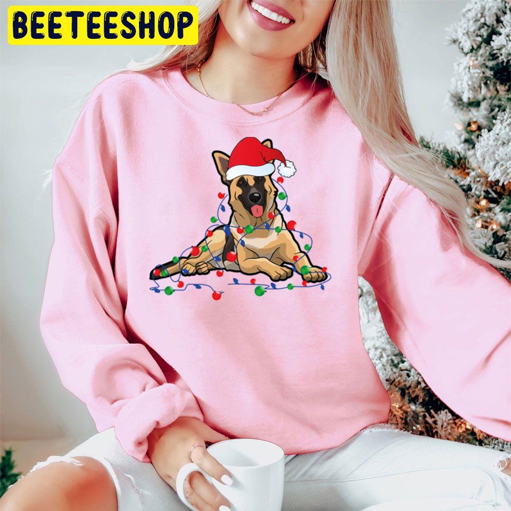 Christmas Lights German Shepherd Dog With Santa Trending Unisex Hoodie Christmas Lights German Shepherd Dog With Santa Trending Unisex Hoodie