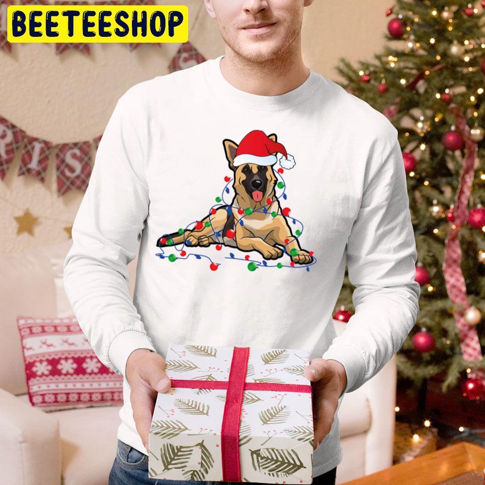 Christmas Lights German Shepherd Dog With Santa Trending Unisex Hoodie Christmas Lights German Shepherd Dog With Santa Trending Unisex Hoodie