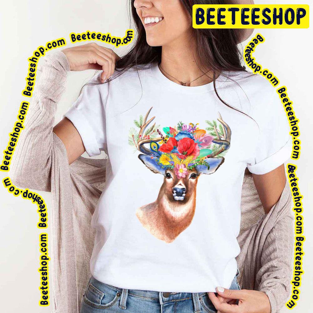 Colorful Flower Art Of The King Deer Trending Unisex T-Shirt Colorful Flower Art Of The King Deer Trending Unisex T-Shirt