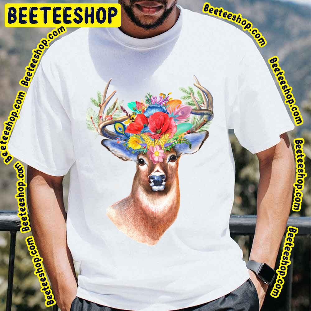 Colorful Flower Art Of The King Deer Trending Unisex T-Shirt Colorful Flower Art Of The King Deer Trending Unisex T-Shirt