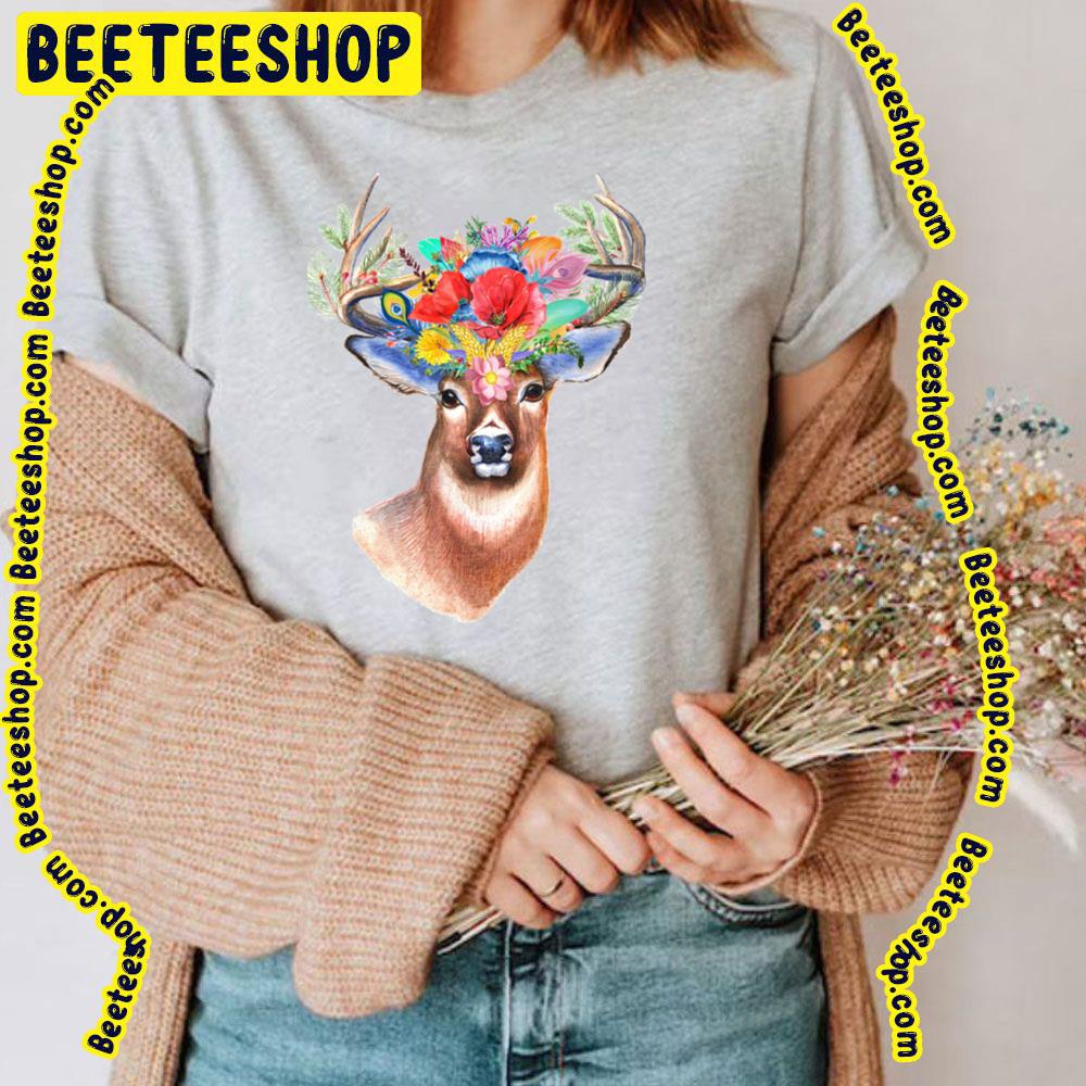 Colorful Flower Art Of The King Deer Trending Unisex T-Shirt Colorful Flower Art Of The King Deer Trending Unisex T-Shirt