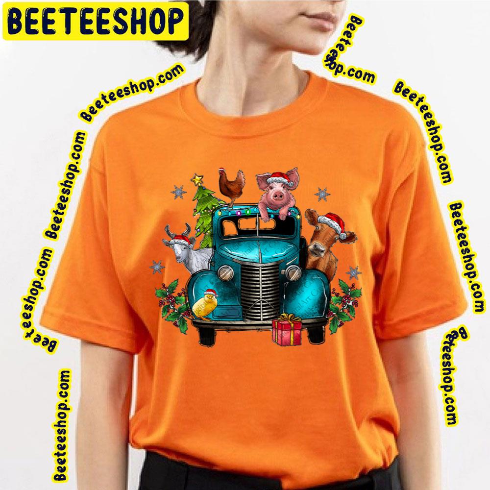 Cow Pig Horse Chicken Christmas Farm Animals Truck Trending Unisex T-Shirt Cow Pig Horse Chicken Christmas Farm Animals Truck Trending Unisex T-Shirt