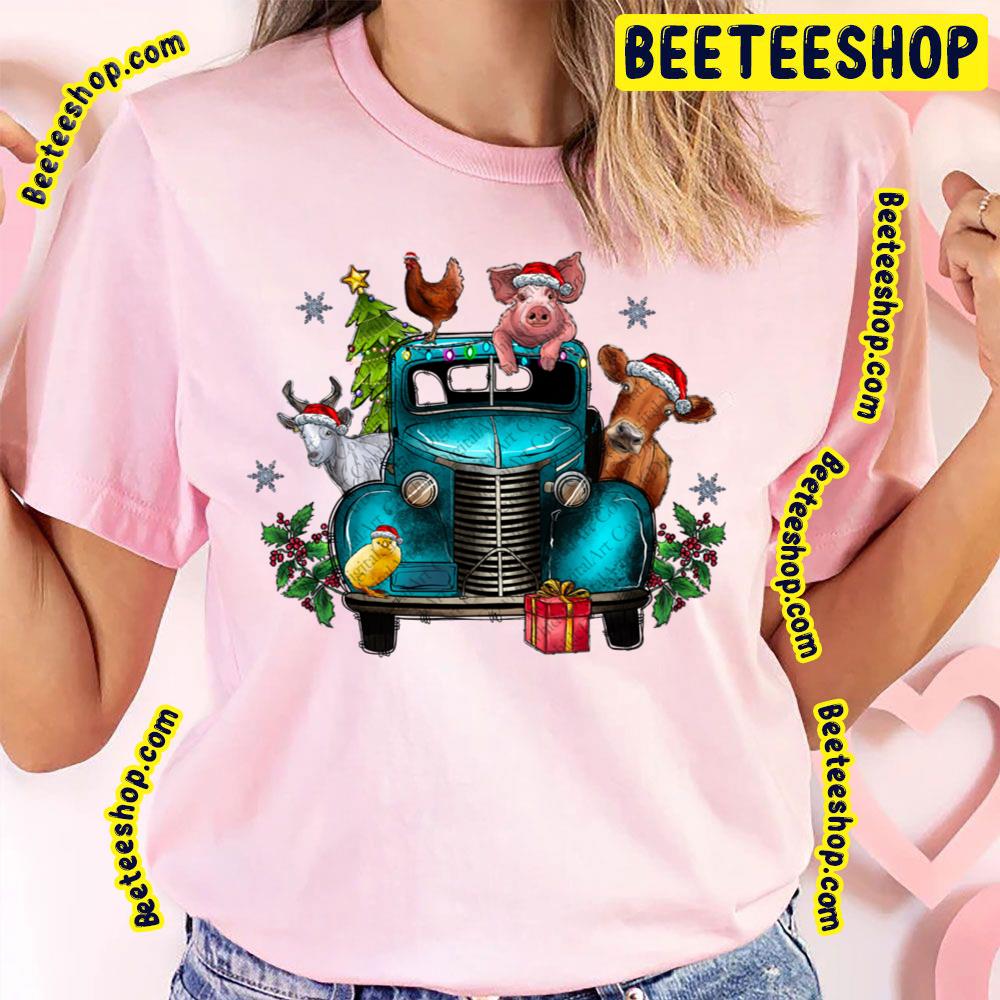 Cow Pig Horse Chicken Christmas Farm Animals Truck Trending Unisex T-Shirt Cow Pig Horse Chicken Christmas Farm Animals Truck Trending Unisex T-Shirt