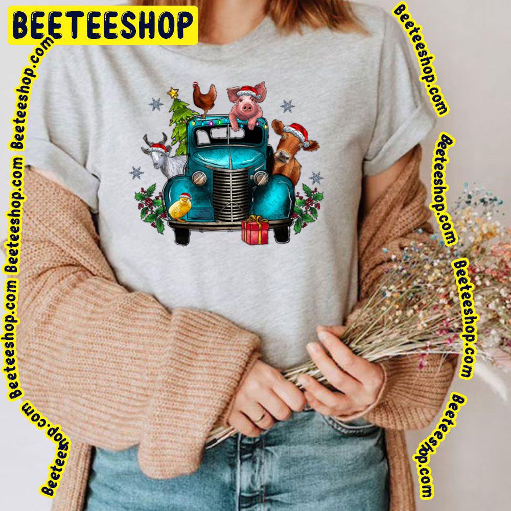 Cow Pig Horse Chicken Christmas Farm Animals Truck Trending Unisex T-Shirt Cow Pig Horse Chicken Christmas Farm Animals Truck Trending Unisex T-Shirt