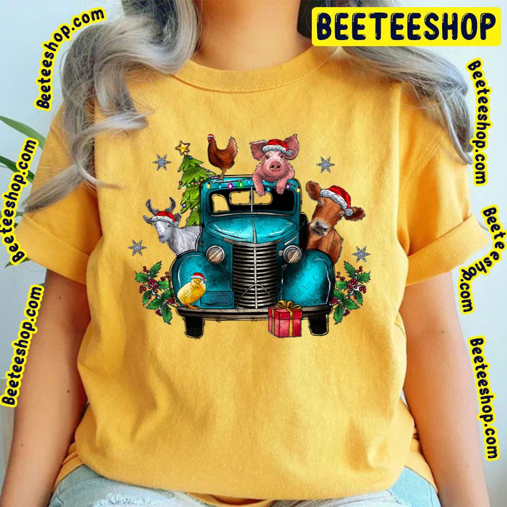 Cow Pig Horse Chicken Christmas Farm Animals Truck Trending Unisex T-Shirt Cow Pig Horse Chicken Christmas Farm Animals Truck Trending Unisex T-Shirt