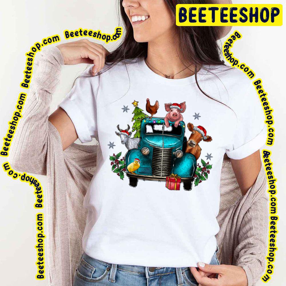 Cow Pig Horse Chicken Christmas Farm Animals Truck Trending Unisex T-Shirt Cow Pig Horse Chicken Christmas Farm Animals Truck Trending Unisex T-Shirt