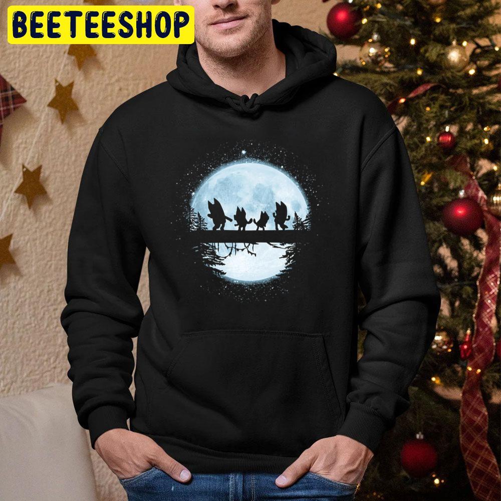 Cute Dog In Midnight Dancing Bluey Moon Trending Unisex Hoodie Cute Dog In Midnight Dancing Bluey Moon Trending Unisex Hoodie
