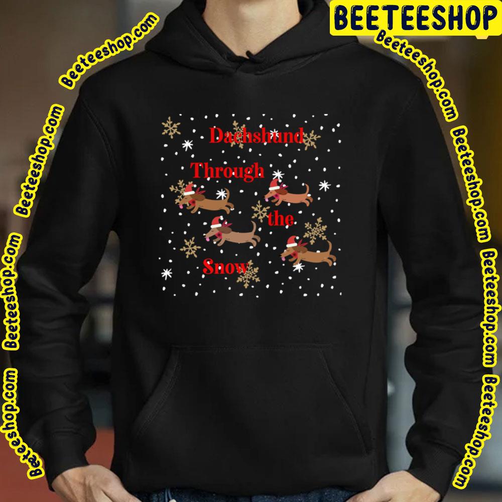 Dachshund Dog Through The Snow With Hats Chibi Art Christmas Trending Unisex Sweatshirt Dachshund Dog Through The Snow With Hats Chibi Art Christmas Trending Unisex Sweatshirt