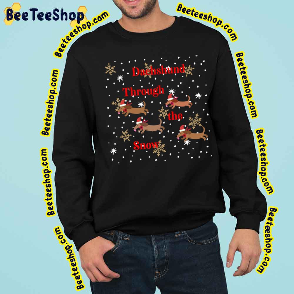 Dachshund Dog Through The Snow With Hats Chibi Art Christmas Trending Unisex Sweatshirt Dachshund Dog Through The Snow With Hats Chibi Art Christmas Trending Unisex Sweatshirt