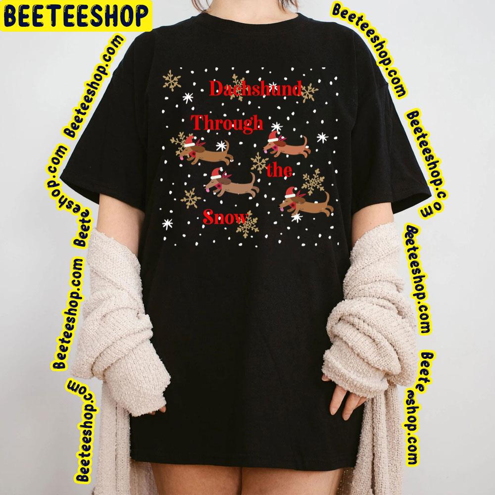 Dachshund Dog Through The Snow With Hats Chibi Art Christmas Trending Unisex Sweatshirt Dachshund Dog Through The Snow With Hats Chibi Art Christmas Trending Unisex Sweatshirt