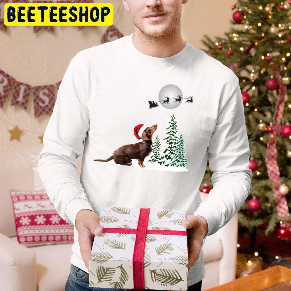 Dachshund Looking At Christmas Reindeer Funny Trending Unisex Hoodie Dachshund Looking At Christmas Reindeer Funny Trending Unisex Hoodie