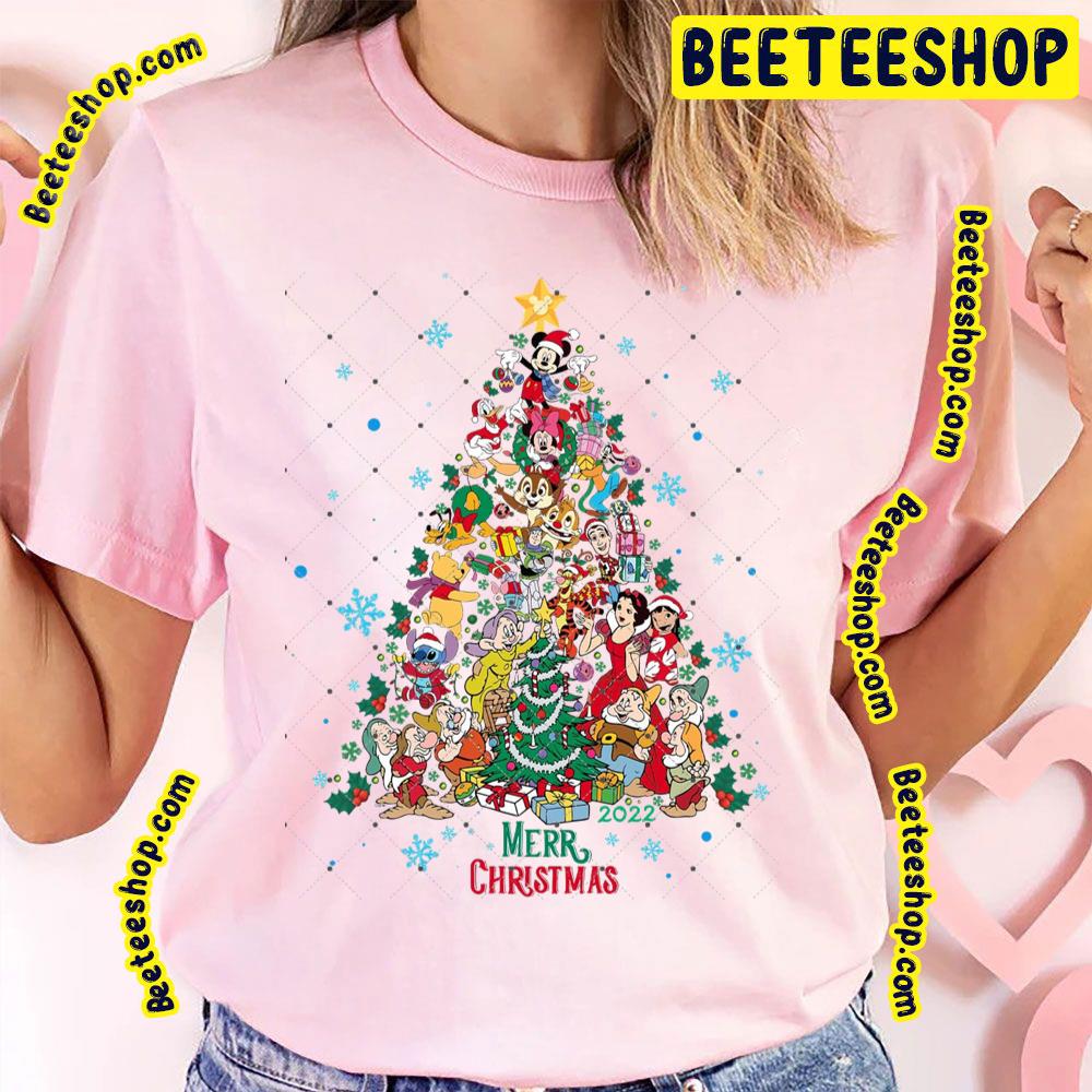 Disney Characters Christmas Tree Trending Unisex T-Shirt Disney Characters Christmas Tree Trending Unisex T-Shirt